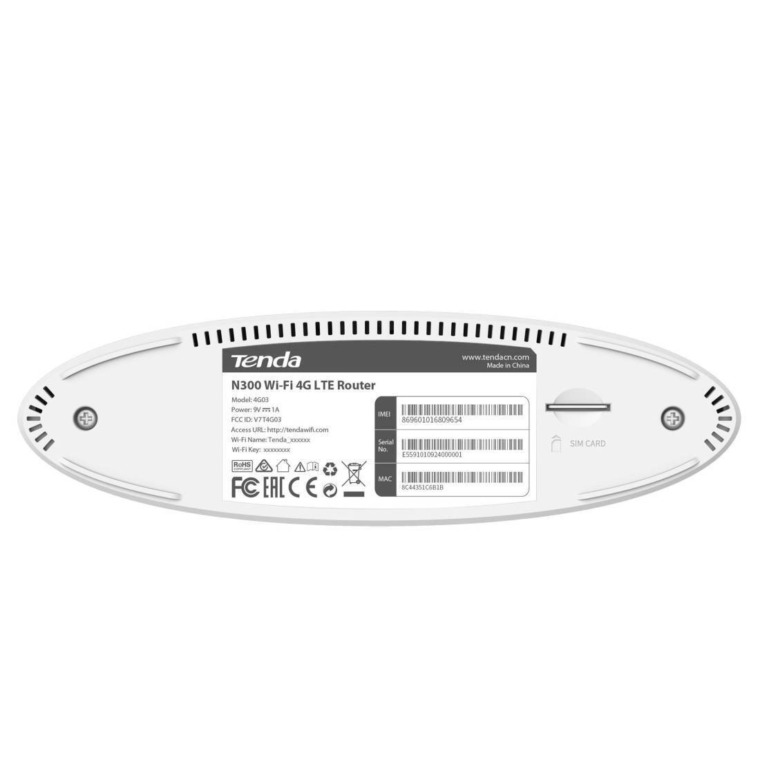 Router Wireless 4G03 N300 3G/4G 300Mbps LTE TENDA Router Wireless 4G03 N300 3G/4G 300Mbps LTE TENDA